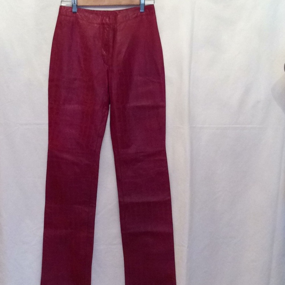 GIULIANA TESO Red Alligator Print Leather Pants